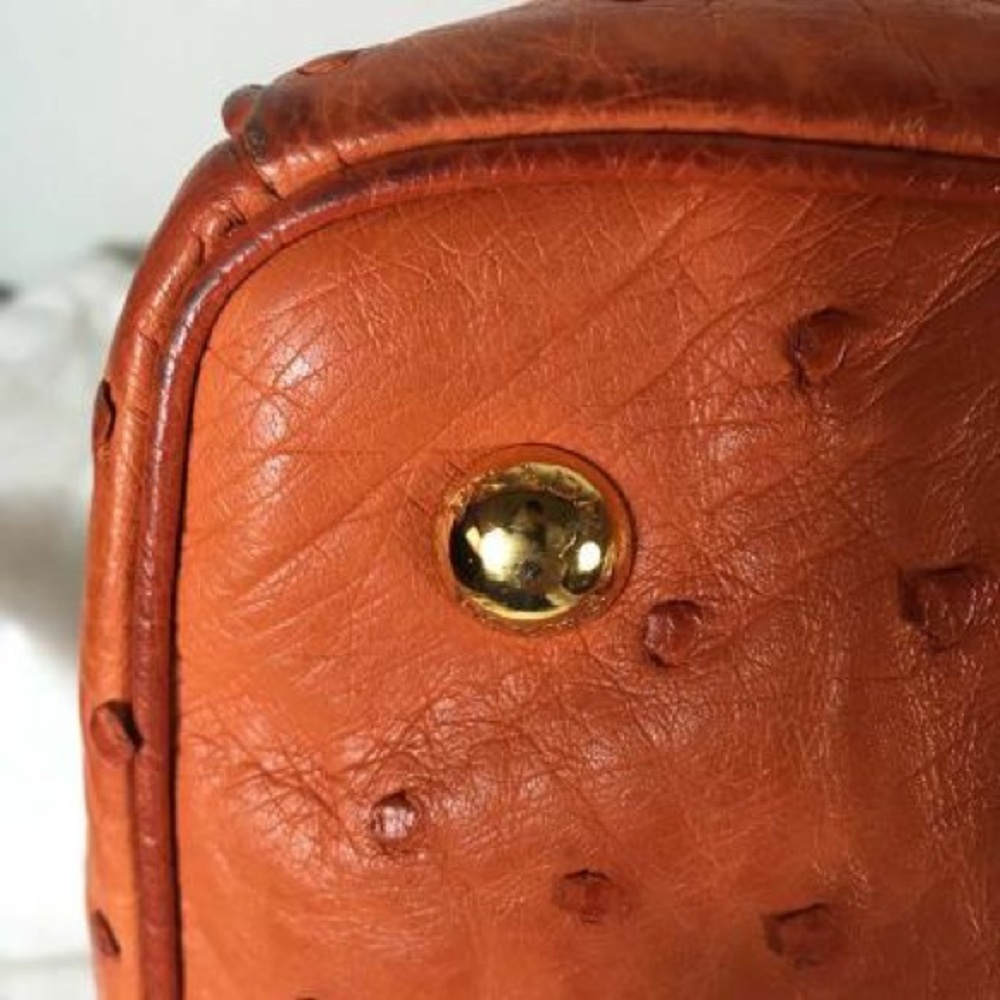 Prada Orange Ostrich Leather Satchel Tote Bag - Picture 8 of 8